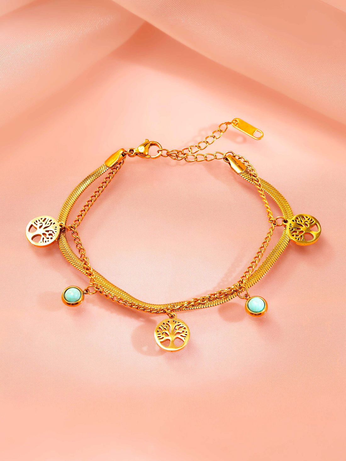 Turquoise Coin Charm Bracelet