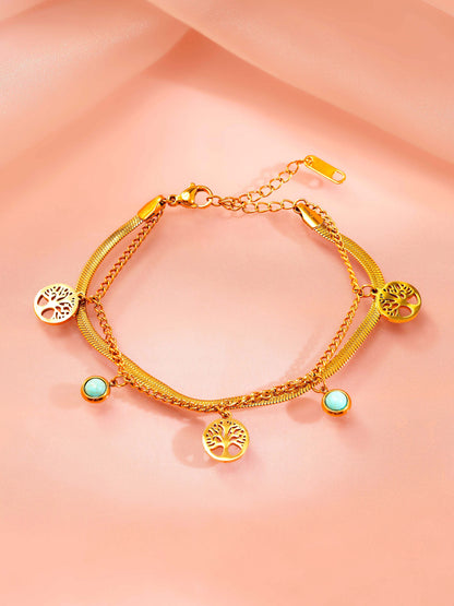 18K Gold Plated Layered Charm Bracelet
