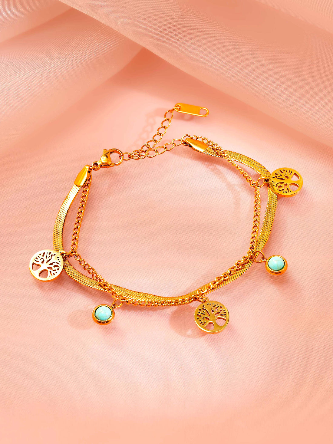 Turquoise Coin Charm Bracelet