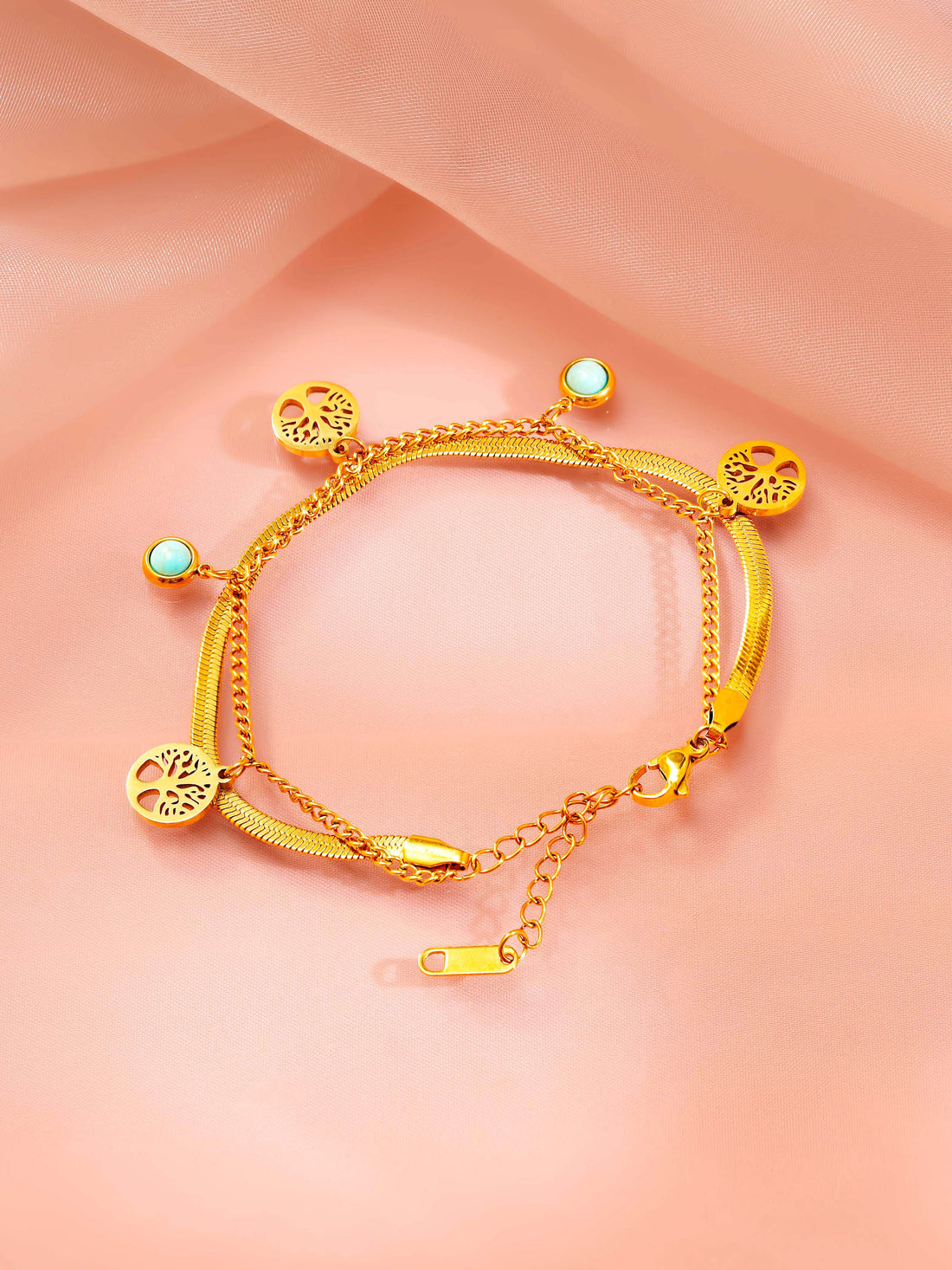 Turquoise Coin Charm Bracelet