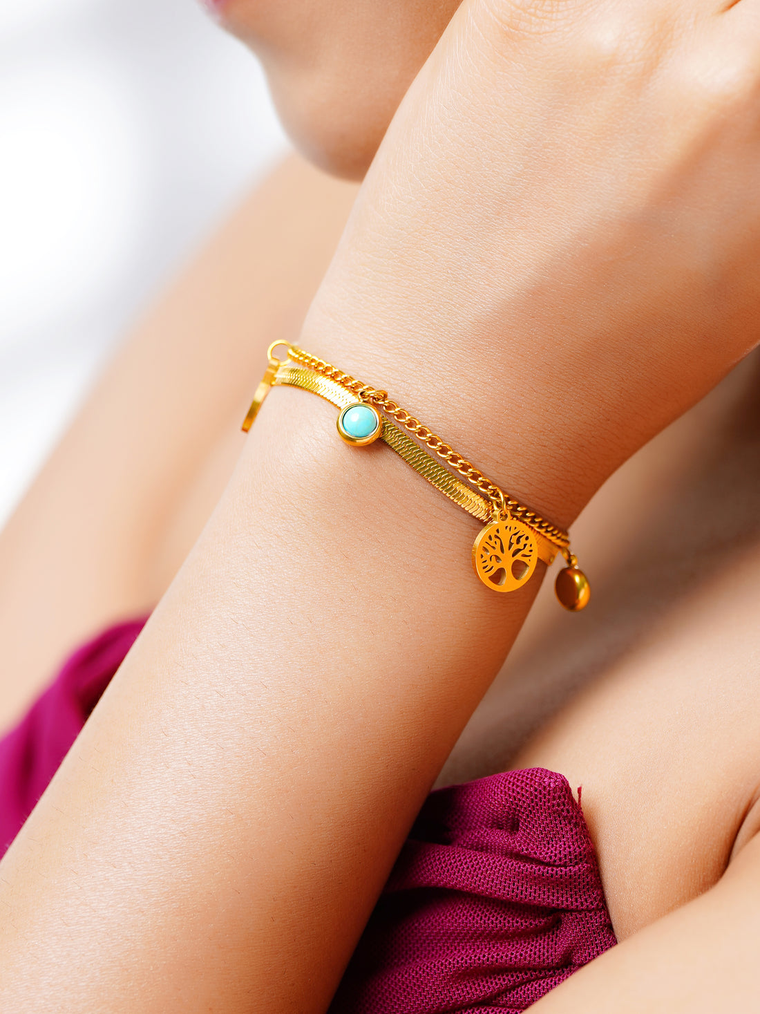 Turquoise Coin Charm Bracelet
