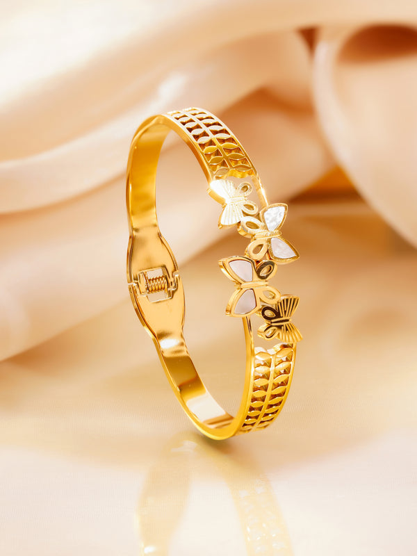 Butterfly Ribbed Bangle Bracelet