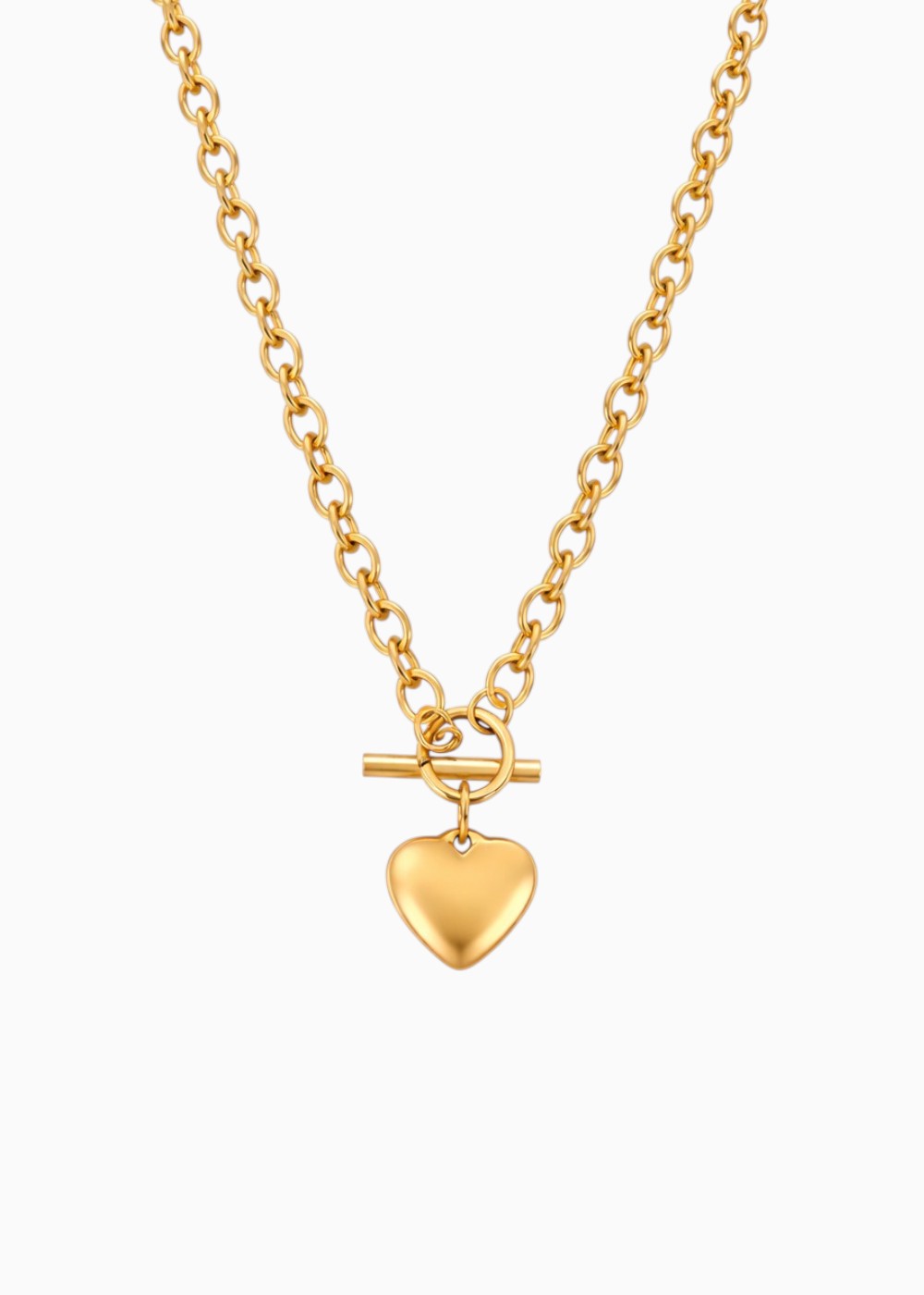 18K Gold Plated Buckle Up Chunky Gold Heart Necklace