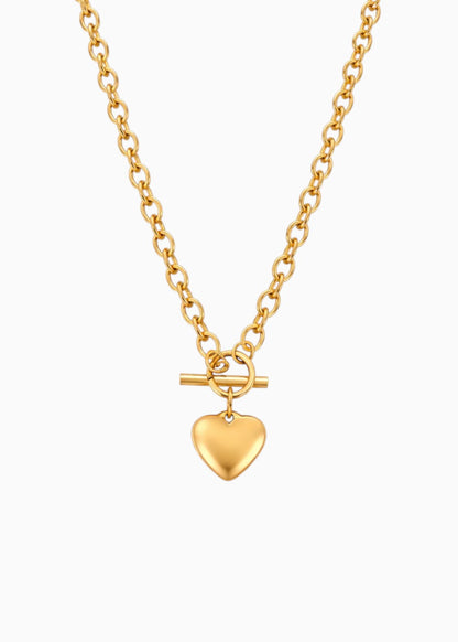 18K Gold Plated Buckle Up Chunky Gold Heart Necklace