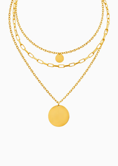 Layered Coin Necklace Gold