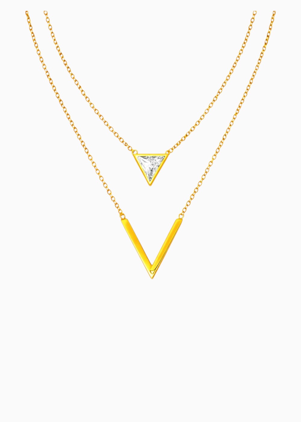 18K Gold Plated Multi Layered Victory CZ Studded Necklace