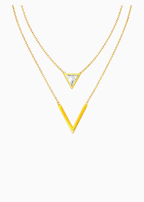 Crystal Chevron Layered Necklace