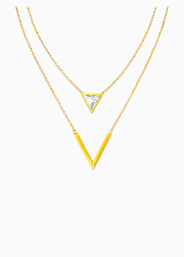 Crystal Chevron Layered Necklace