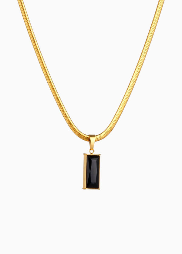 Black Stone Pendant Necklace