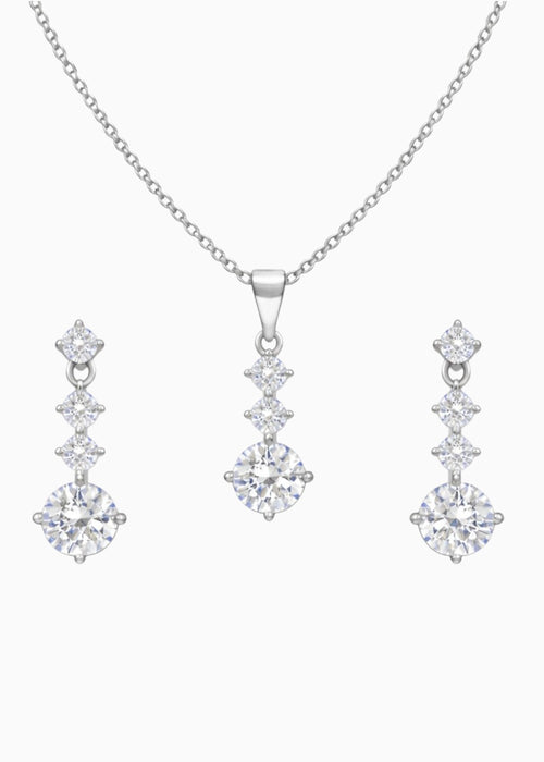 Graduated Crystal Silver Set