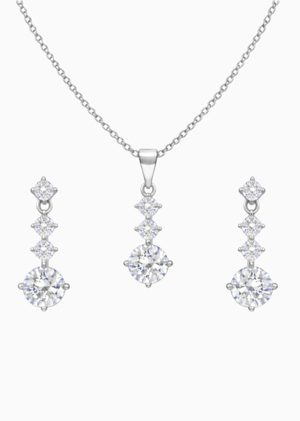 Graduated Crystal Silver Set