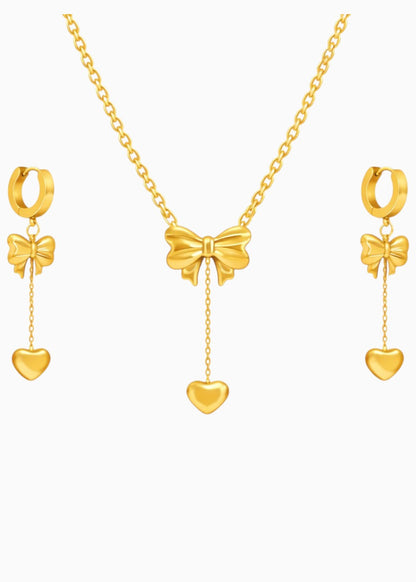 18K Gold Plated Sweetheart Bow Jewellery Set