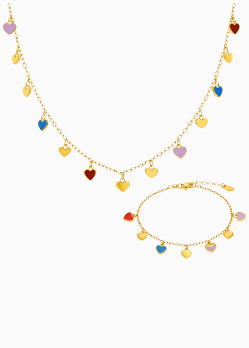 Multicolour Heart Charm Set
