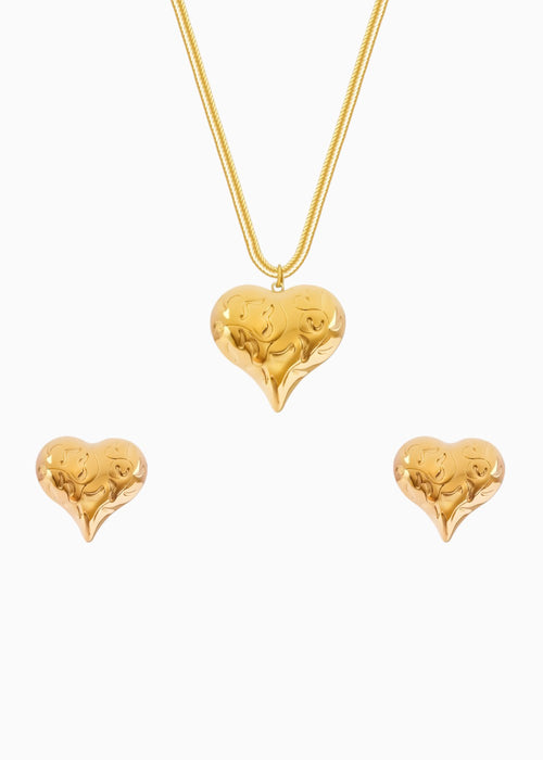 Puffed Heart Jewellery Set