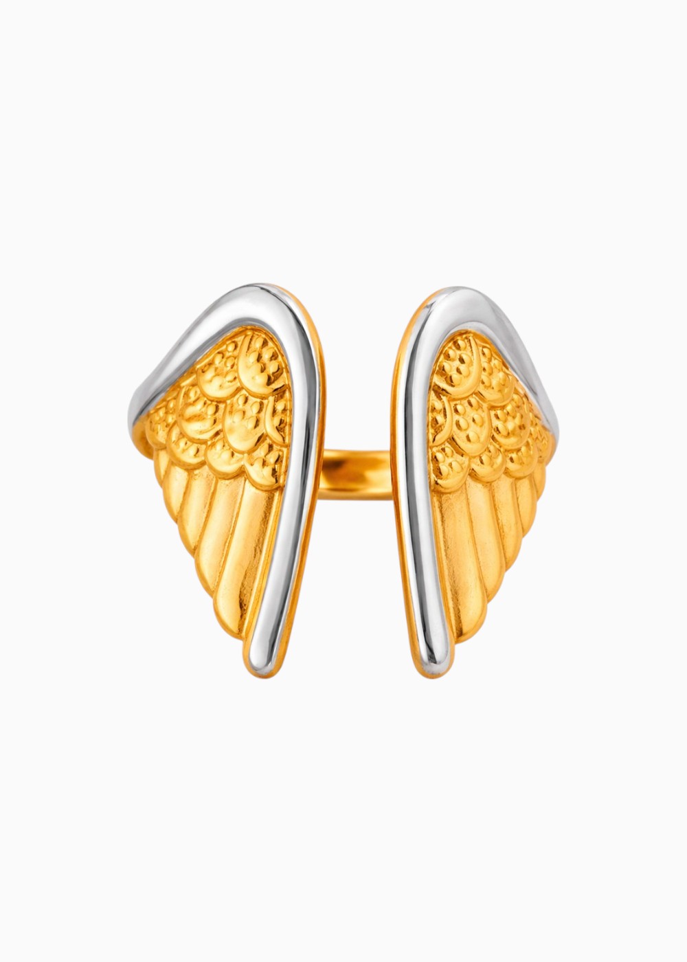 18K Gold Plated Two-Tone Angel Wing Open Ring