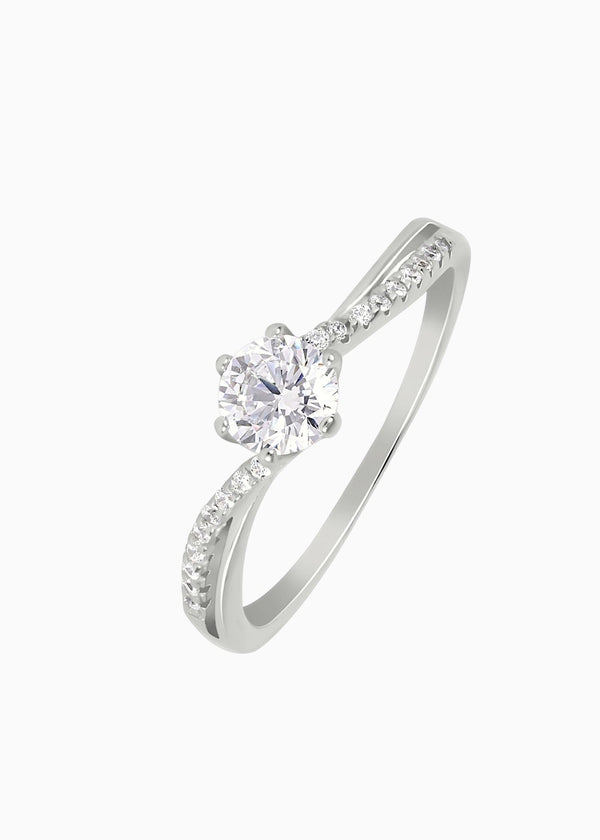 Round Crystal Solitaire Ring
