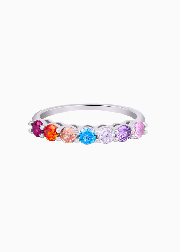 Rainbow Zircon Silver Ring