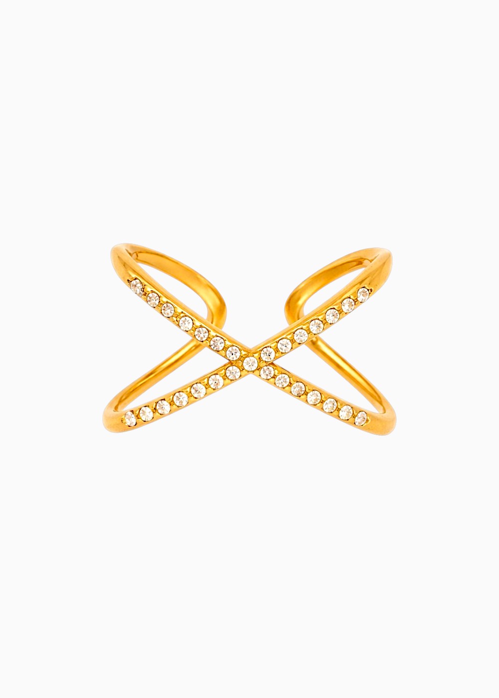 18K Gold Plated Criss Cross CZ Ring