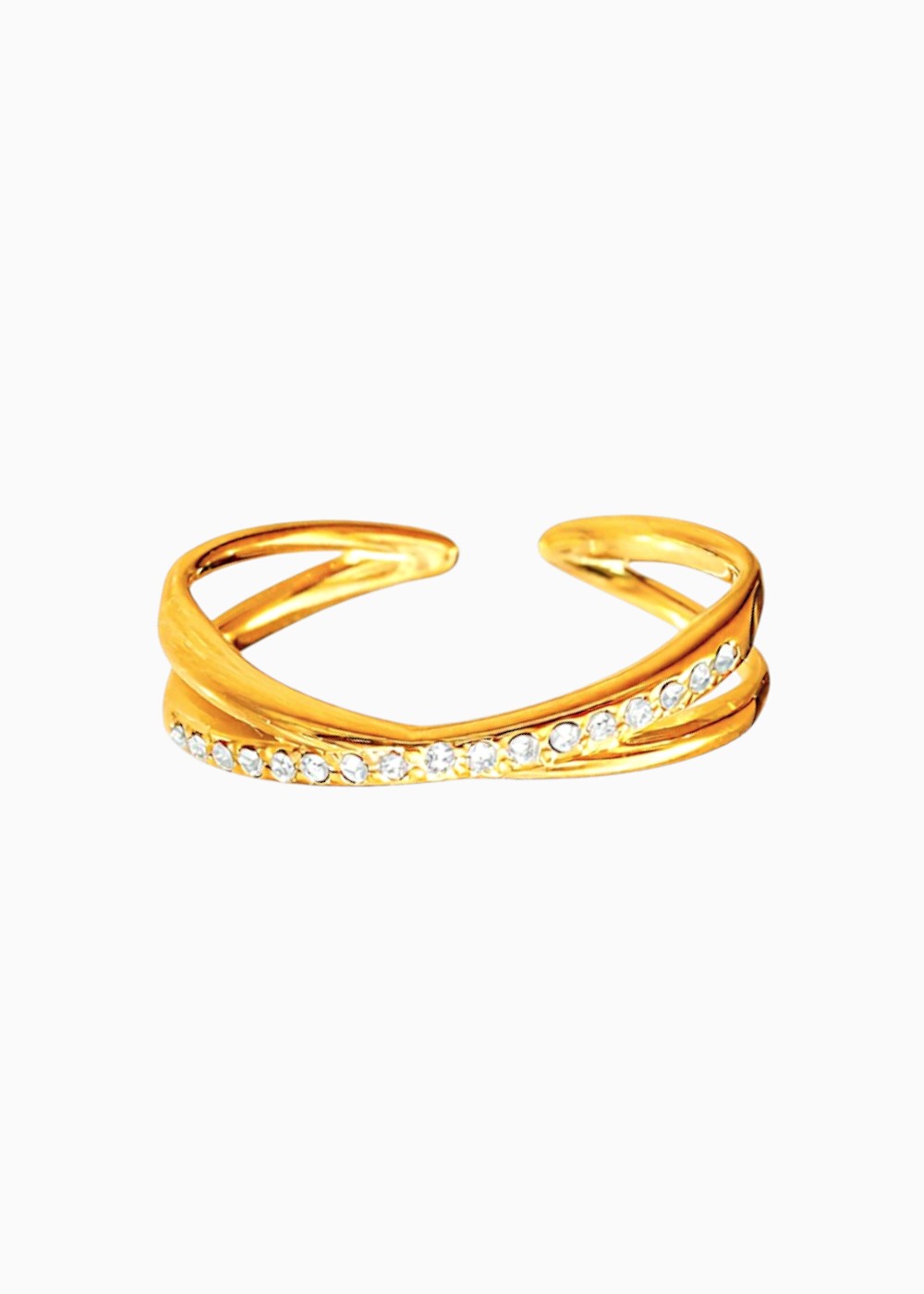 18K Gold Plated Intertwined CZ Band Ring