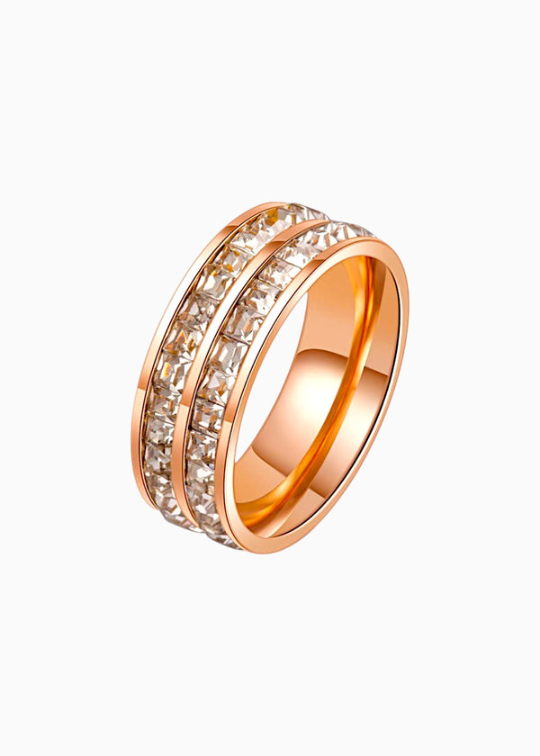 Double Row Crystal Ring
