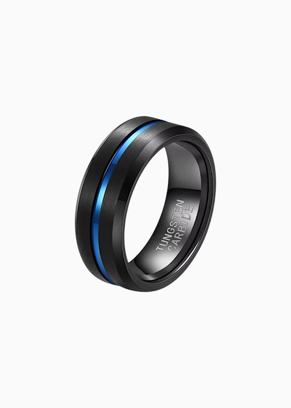 Blue Inlay Tungsten Ring for Men