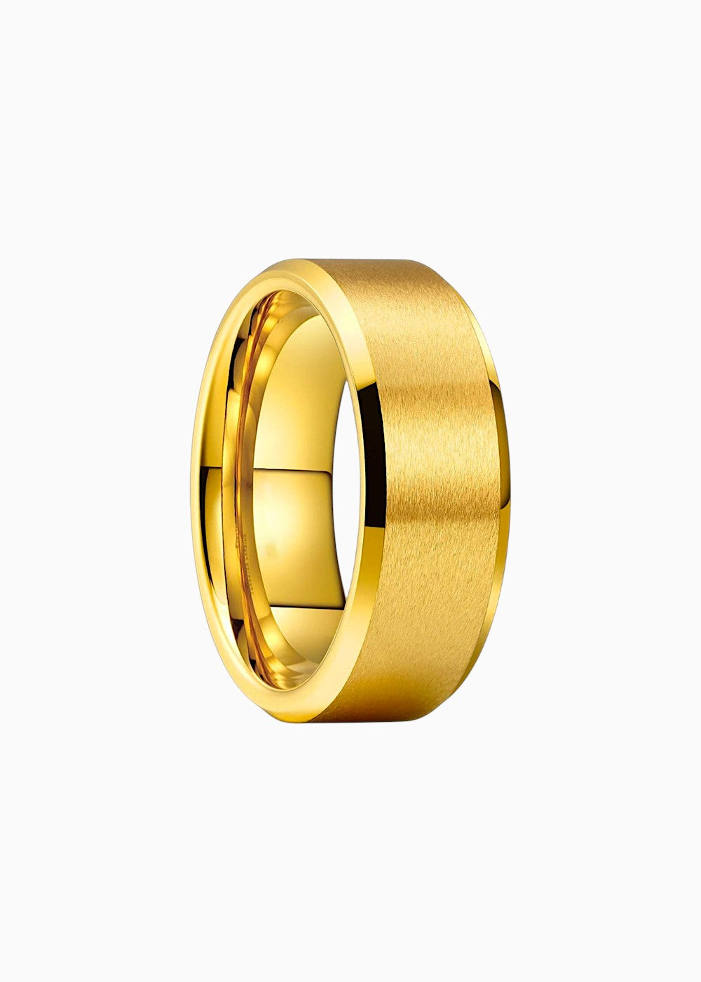 18K Gold Plated Classic Men’s Band Ring with Brushed Finish for Mens
