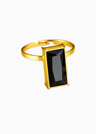 Black Stone Bezel Ring