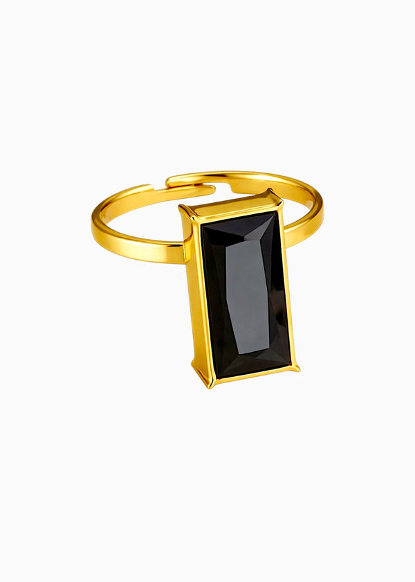 Black Stone Bezel Ring