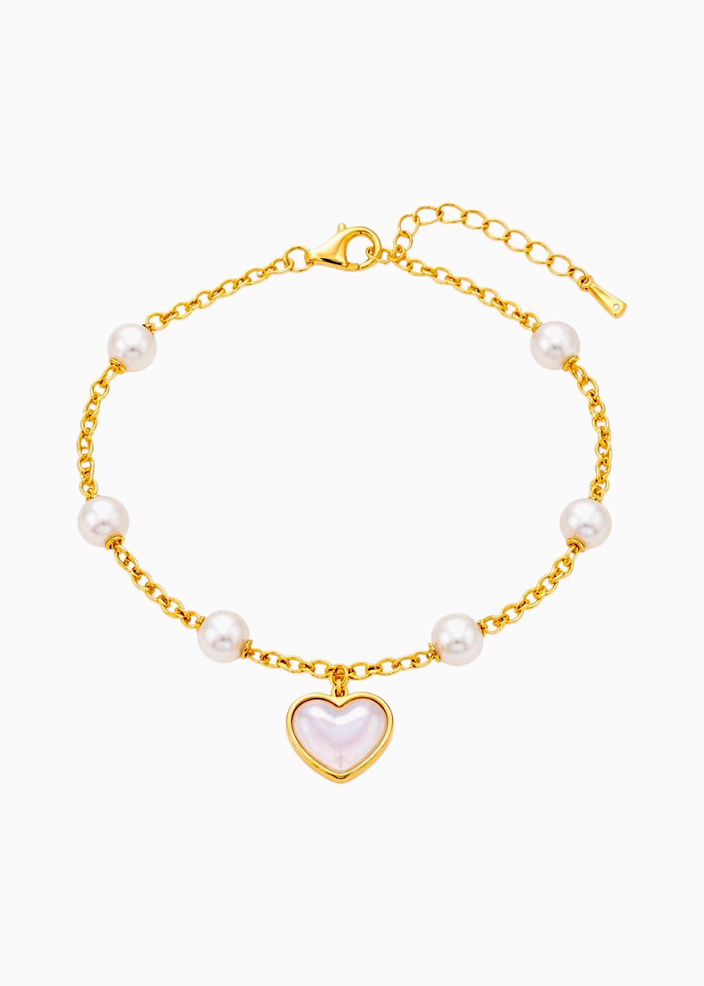 18K Gold Plated Pearl Heart Bracelet