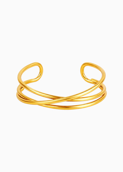 18K Gold Plated Criss Cross Signature Bangle Bracelet