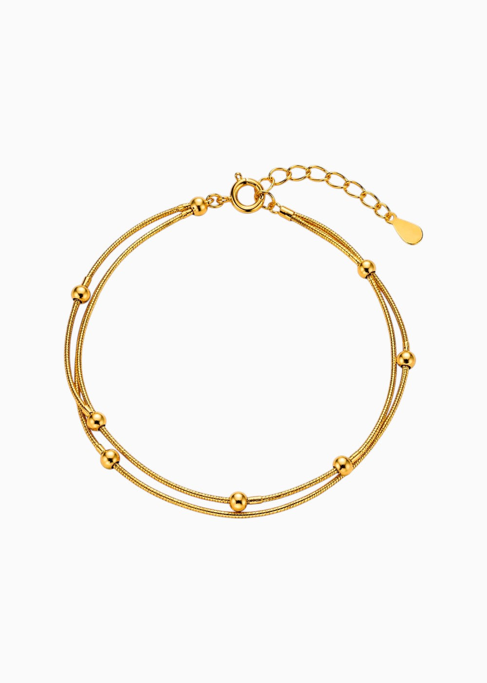 18K Gold Plated Golden Whispers Layered Beaded Snake Chain Bracelet