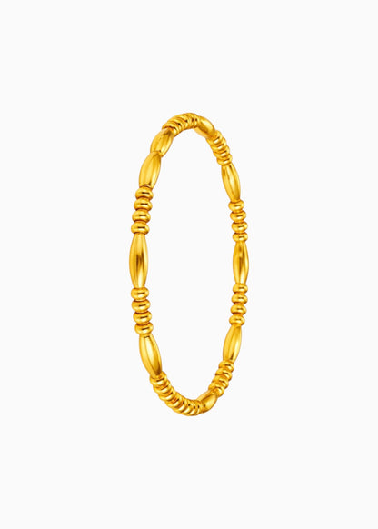 18K Gold Plated Golden Beads Classic Bangle Bracelet
