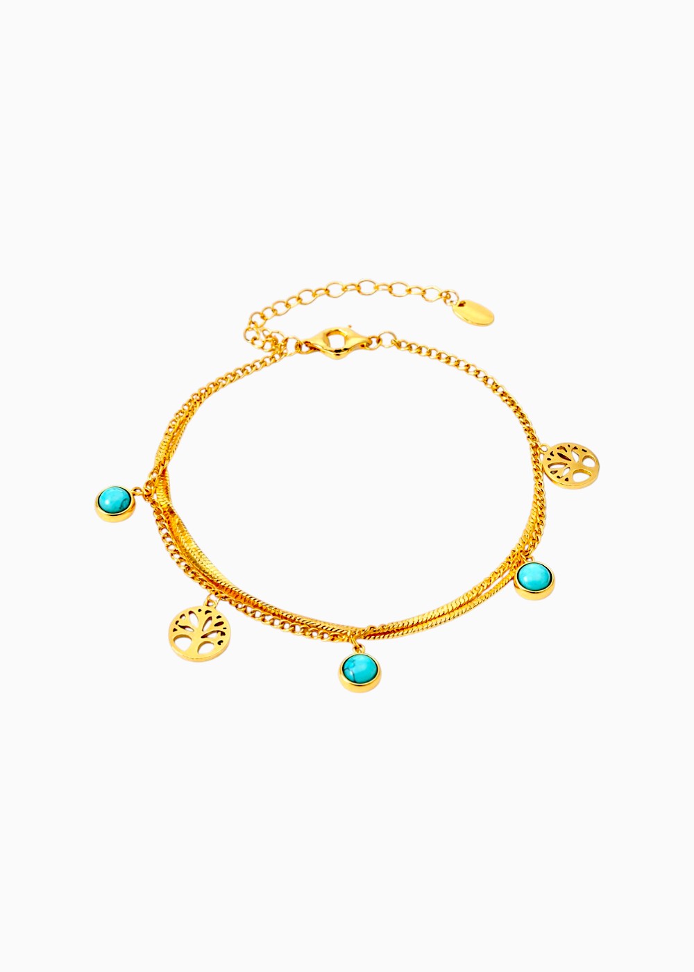 18K Gold Plated Layered Charm Bracelet