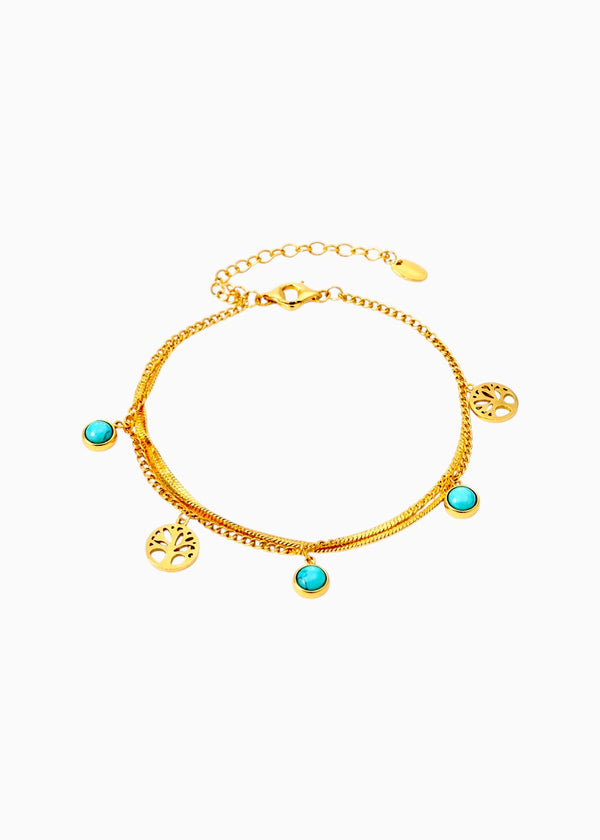 Turquoise Coin Charm Bracelet