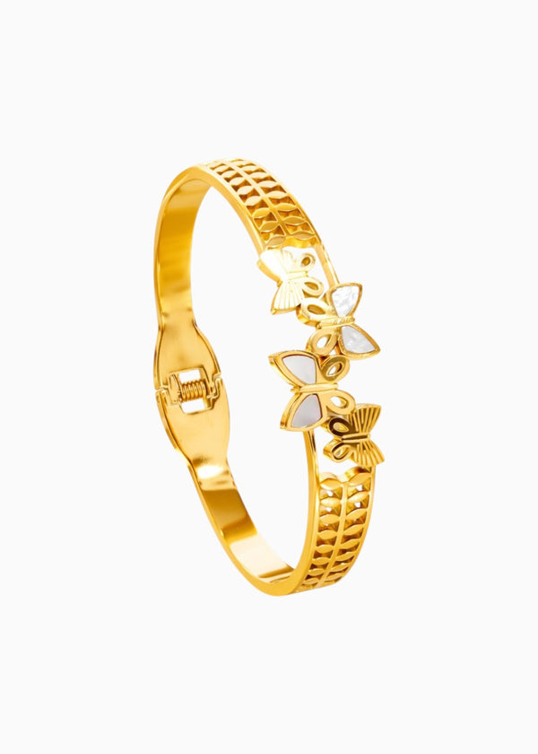 Butterfly Ribbed Bangle Bracelet