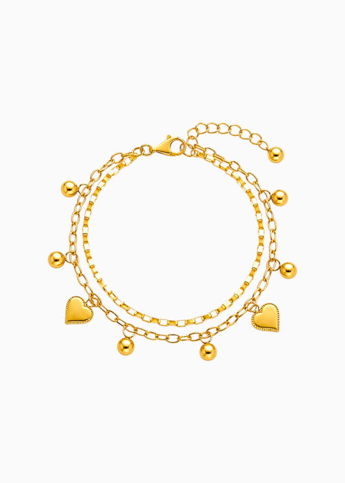 Layered Heart Bracelet Gold