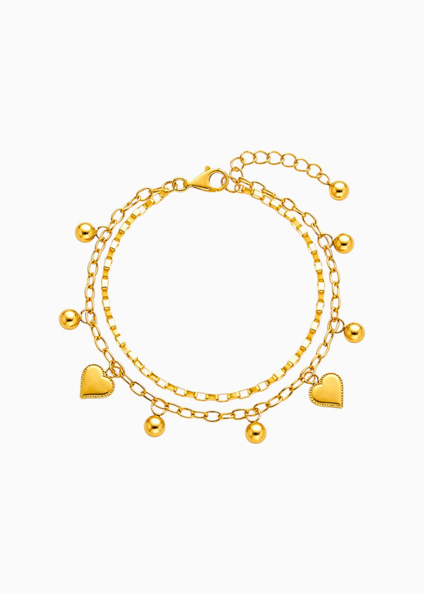 Layered Heart Bracelet Gold