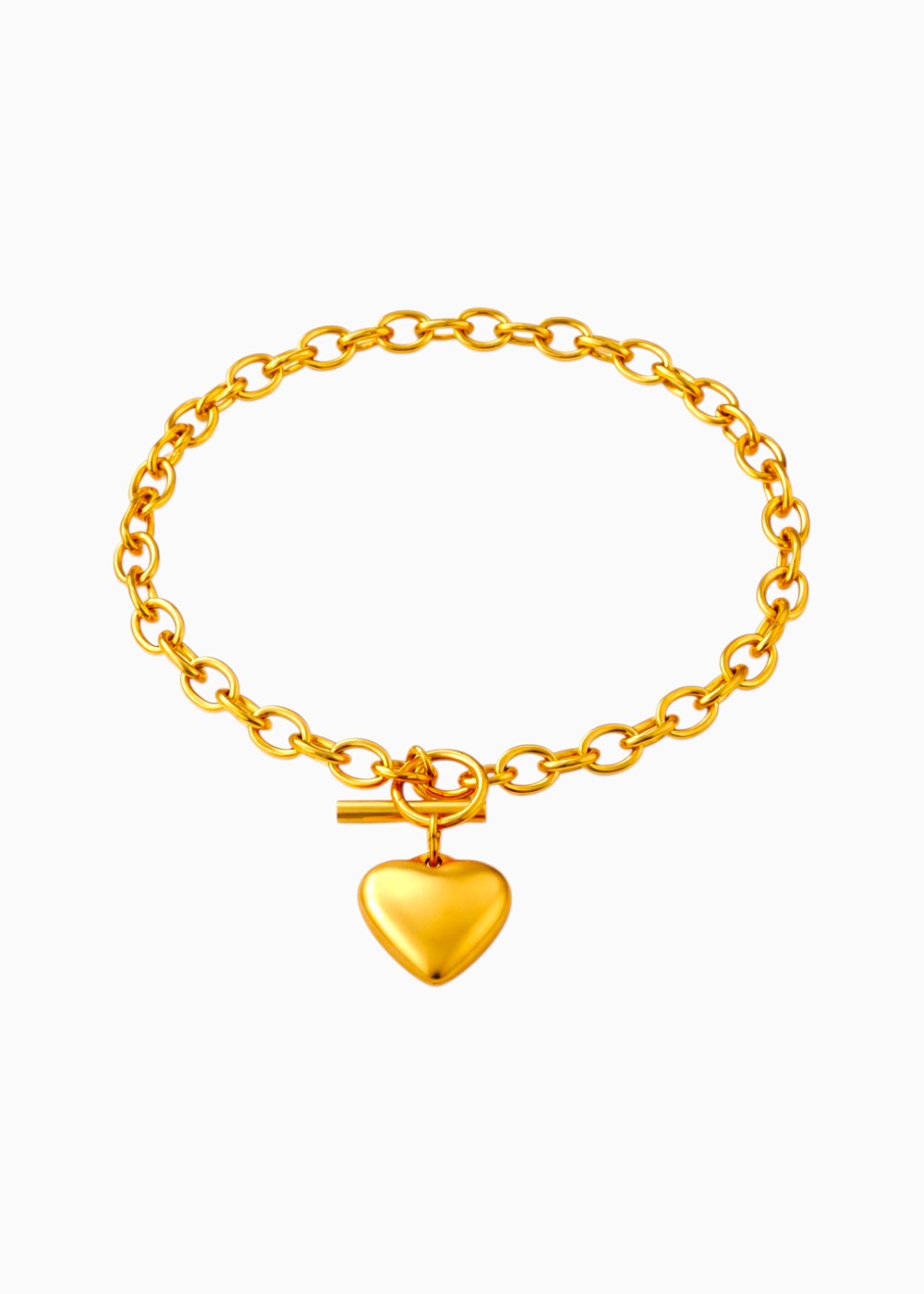 18K Gold Plated Heart Charm Buckle Chain Bracelet