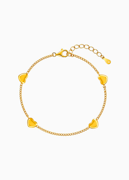 18K Gold Plated Whispers of Love Heart Charm Bracelet