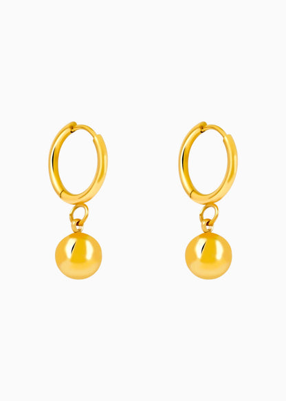 18K Gold Plated Golden Orb Hoop Earrings