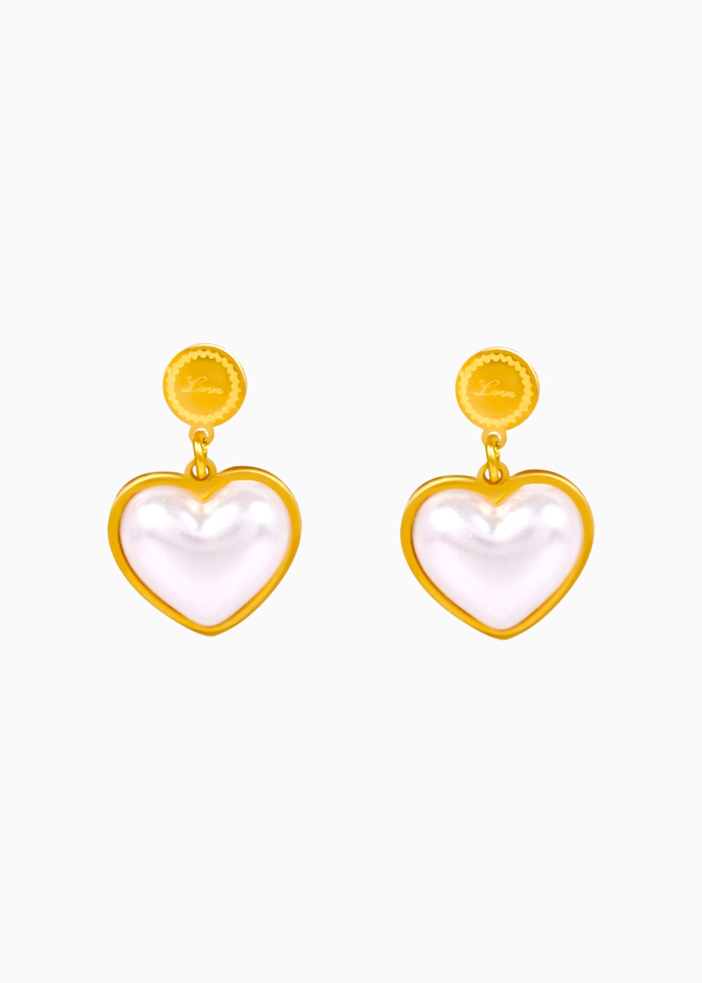18K Gold Plated Pearl Love Heart Hoop Earrings