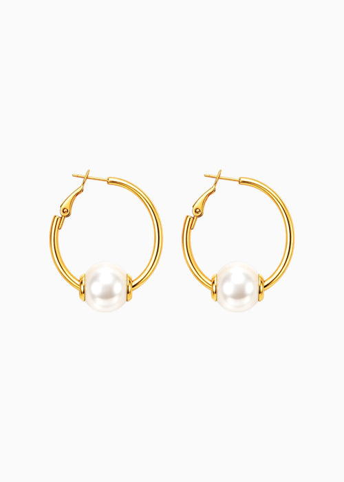 Pearl Inside Hoop Earrings