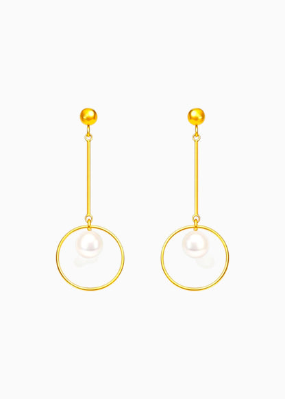 18K Gold Plated Shell Pearl Dangle Earrings