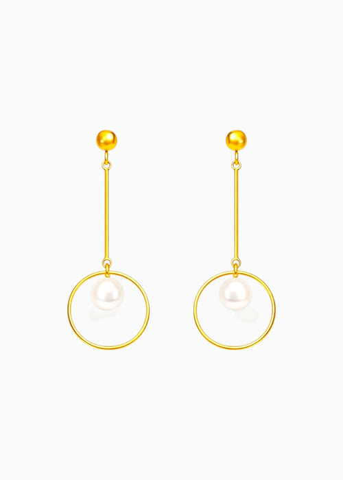 Pearl Ring Dangle Earrings