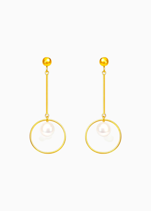 Pearl Ring Dangle Earrings