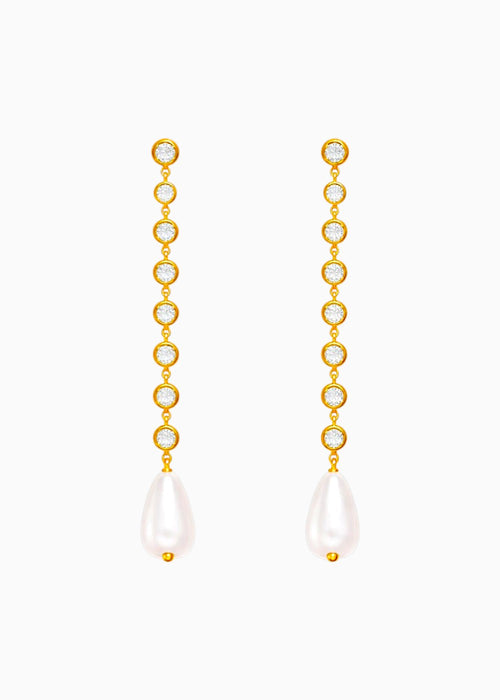 Crystal Pearl Tassel Earrings