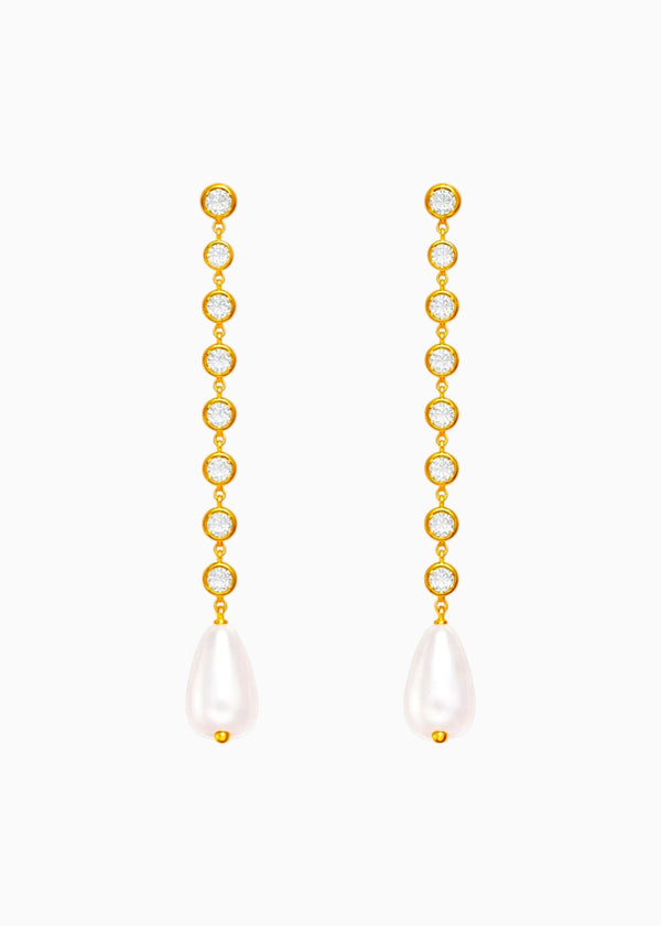 Crystal Pearl Tassel Earrings