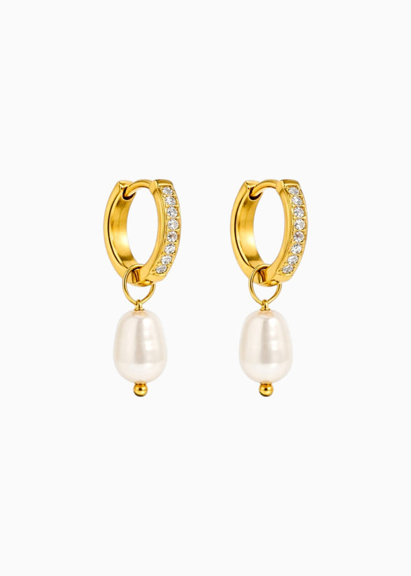 Zircon Pearl Drop Huggies