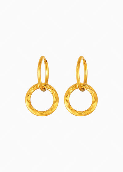 Hammered Circle Drop Hoops