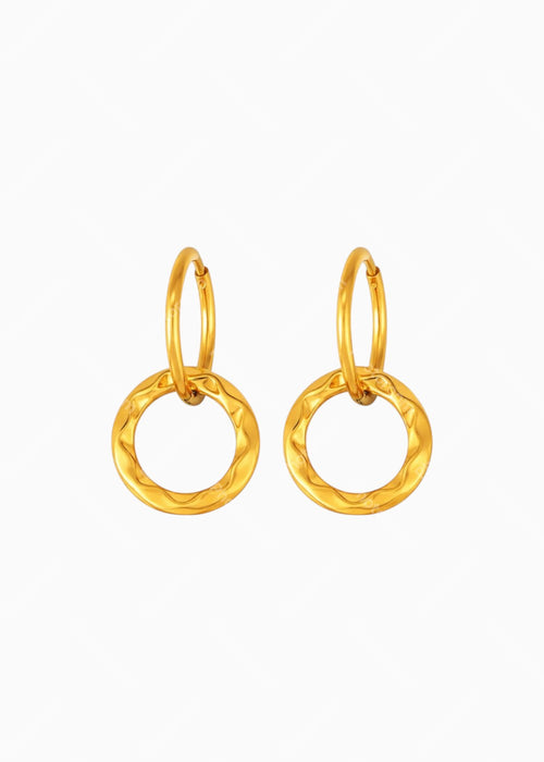 Hammered Circle Drop Hoops
